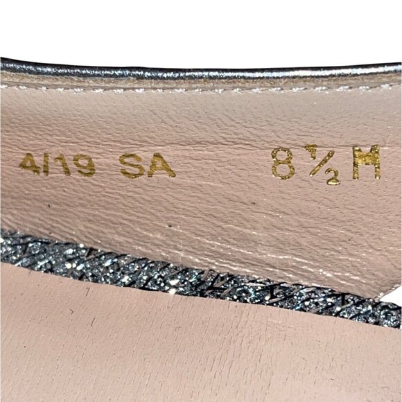 Stuart Weitzman Glitter Grey Pointed Toe Slingback Strap Stiletto Heels Sz 8.5 - Picture 8 of 9